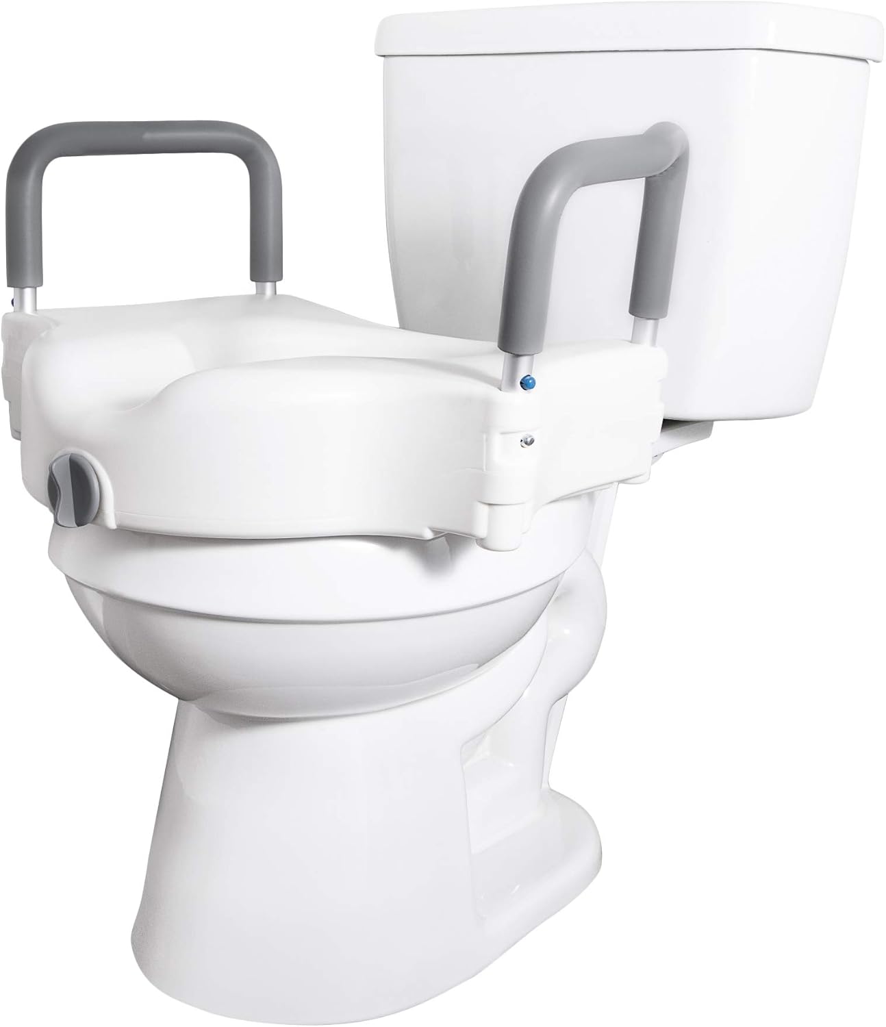 Vaunn Medical Elevated Raised Toilet Seat & Commode Booster Seat Riser with Removable Padded Grab bar Handles & Locking Mechanism: Health & Personal Care