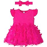 ZFZDRen 3-24M Infant Girl Bodysuit Dress Baby Romper Tutu Dresses Toddler Knit Tulle Skirt Birthday Holiday Outfits