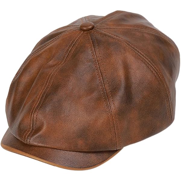 Chico\'s Brown Leather Newsboy Hat Vintage 1970 main image 2