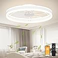 VOLISUN Low Profile Ceiling Fans with Lights and Remote, 23.6in Flush Mount Ceiling Fans with Light, 3000K-6500K Dimmable Fan