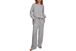 Ekouaer Womens Tracksuits 2 Piece Long Sleeve Outfits Micro Fleece Sweatsuit Sets Wide Leg Sweatpants