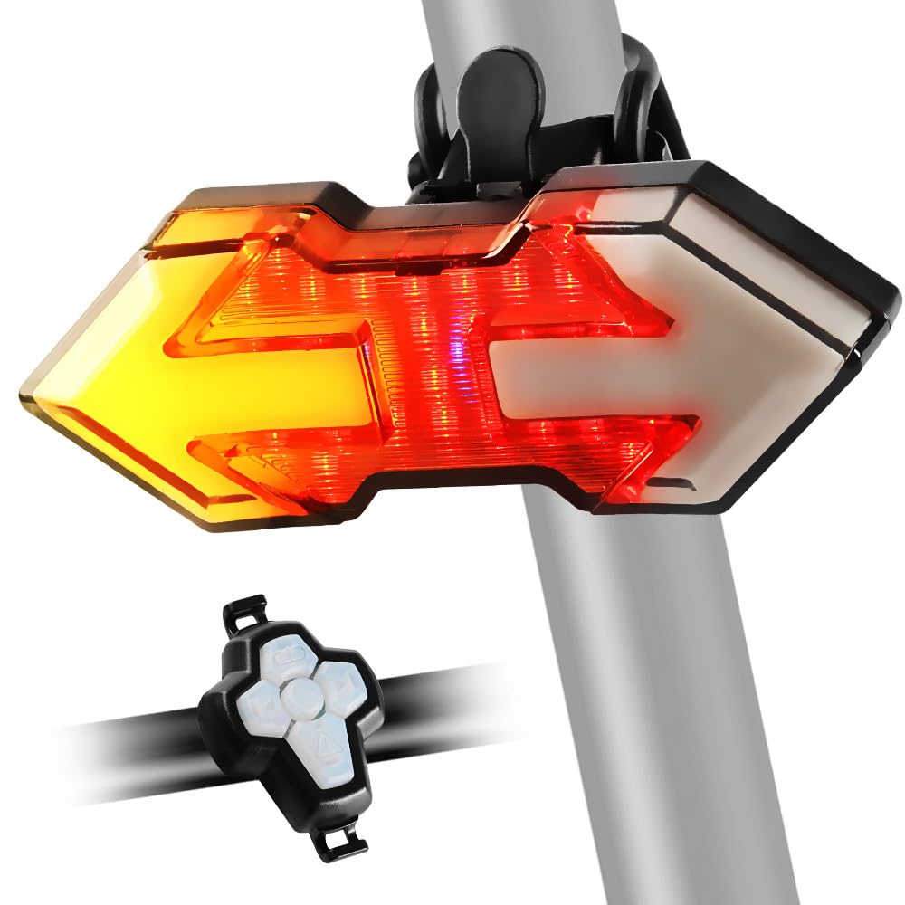 NHHEO Bike Indicator Light, USB Rechargeable Wireless Remote Control-11 Modes Bicycle Tail Light with Turn Signals, Bright LED Waterproof Safety Warning Rear Light Cycling Accessories