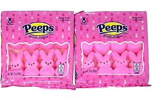JUST BORN CANDY Pink Easter Bunny Shaped Peeps Marshmallow, 3 Ounce, Pack of 2