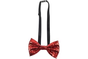 Beaupretty Adjustable Red Glitter Pre-tied Bow Tie for Men Classic PU Leather Fabric Formal Bowtie for Weddings