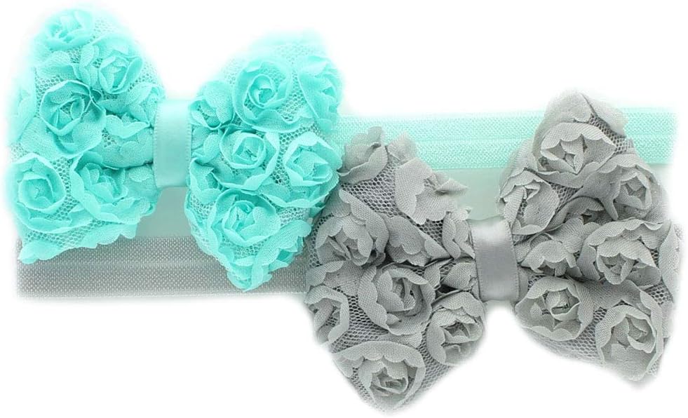 My Lello 2 Pack Infant Baby Mixed Colors Fabric Rose Bow Headbands