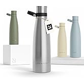 LARS NYSØM Stainless Steel Insulated Water Bottle 25oz 34oz | Insulated Thermo Flask for Hot and Cold Beverages | Leakproof Drinking Bottle (Stainless Steel, 25.4oz)