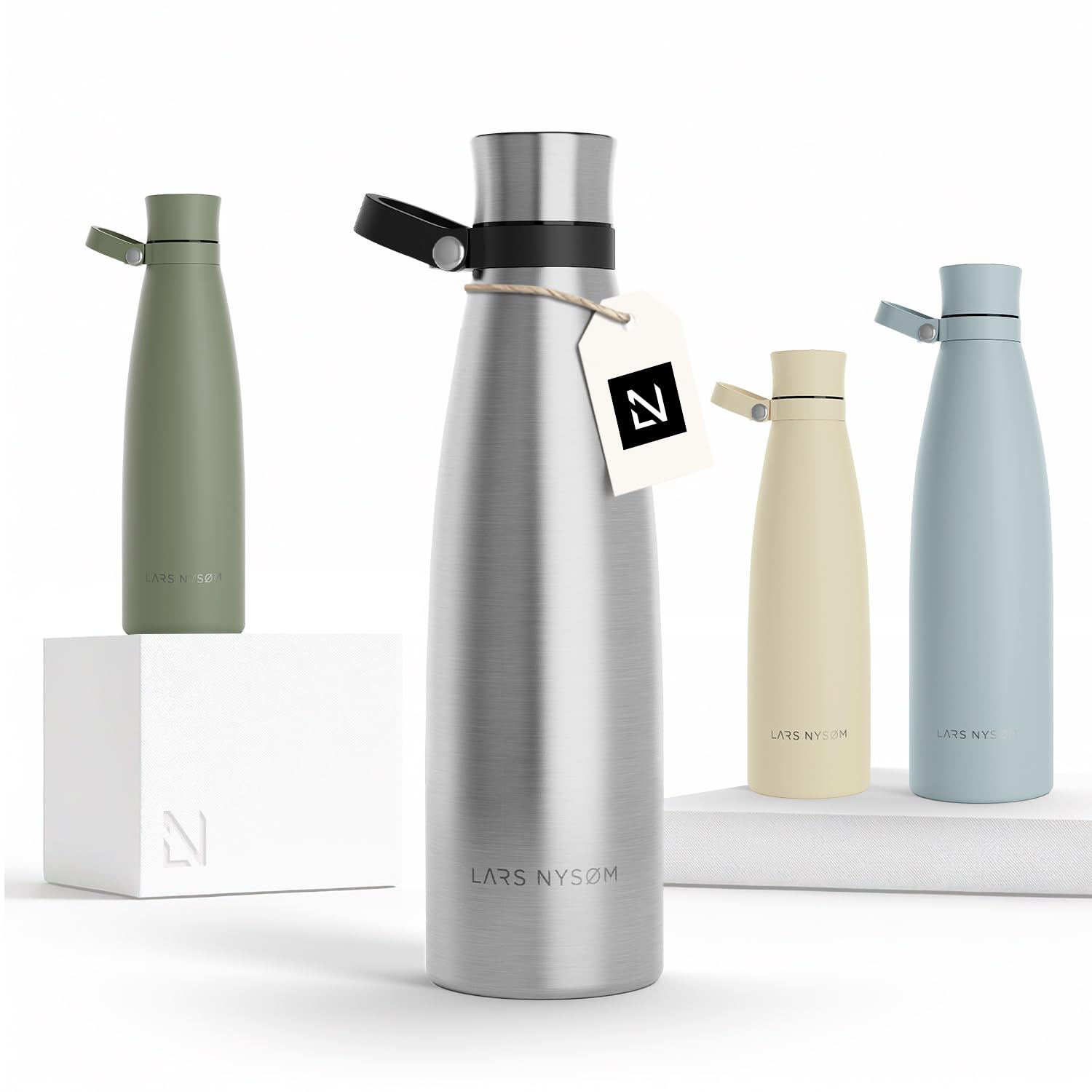 LARS NYSØM Stainless Steel Insulated Water Bottle 750ml, 1L | Insulated Thermo Flask for Hot and Cold Beverages | Leakproof Drinking Bottle (Stainless Steel, 750ml)