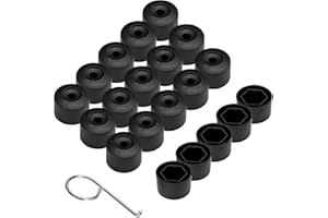 MTRPS 20 PCS Car Wheel Lug Nut Covers, 18mm Wheel Bolt Cover Dismantle Replacement 1K0 601 173, Auto Tire Bolt Cap with Removal Tool for Beetle Passat GTI CC, Car Accessories