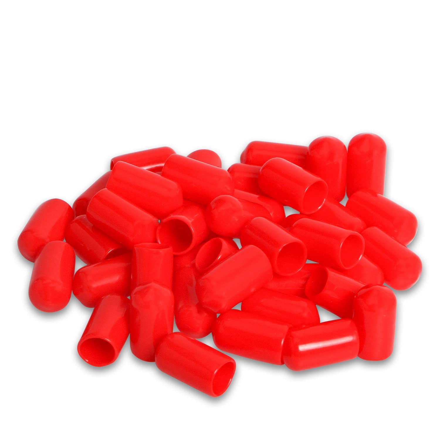 Ohamtes 50PCS ID12mm(31/64") red PVC rubber end caps, vinyl flexible end caps, round pipe end caps, bolt thread protector safety caps