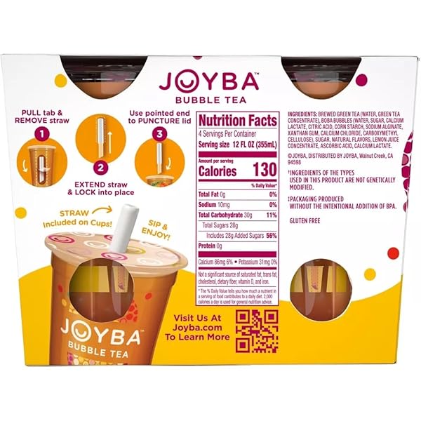 JOYBA MANGO PASSIONFRUIT GREEN TEA BUBBLE TEA, 12 FL OZ (PACK OF 4)