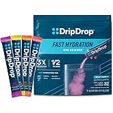 DripDrop Hydration Packets - Bold Variety Pack - Single Serve Electrolytes Powder Drink Mix - Watermelon, Berry, Lemon, Orange - Non-GMO, Gluten Free, Vegan - 32 Sticks