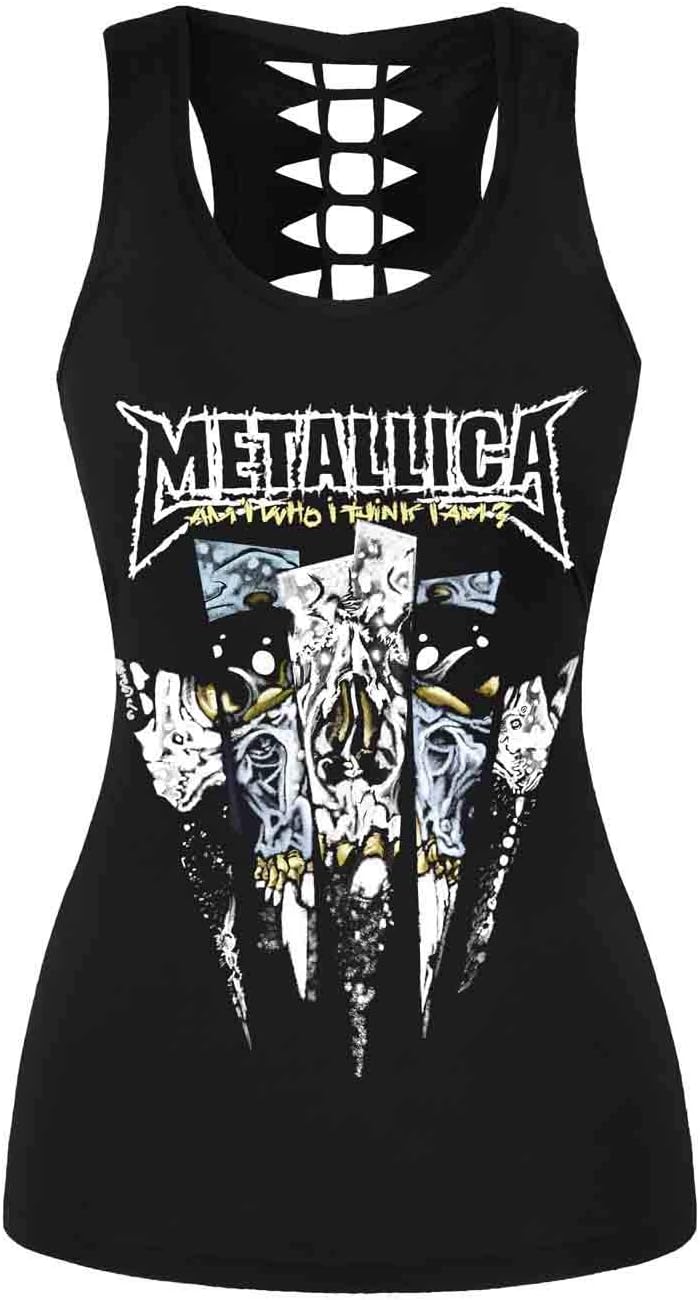 Womens Punk Skull Print Workout Yoga Running Tank Tops Sleeveless Casual Shirts Tops