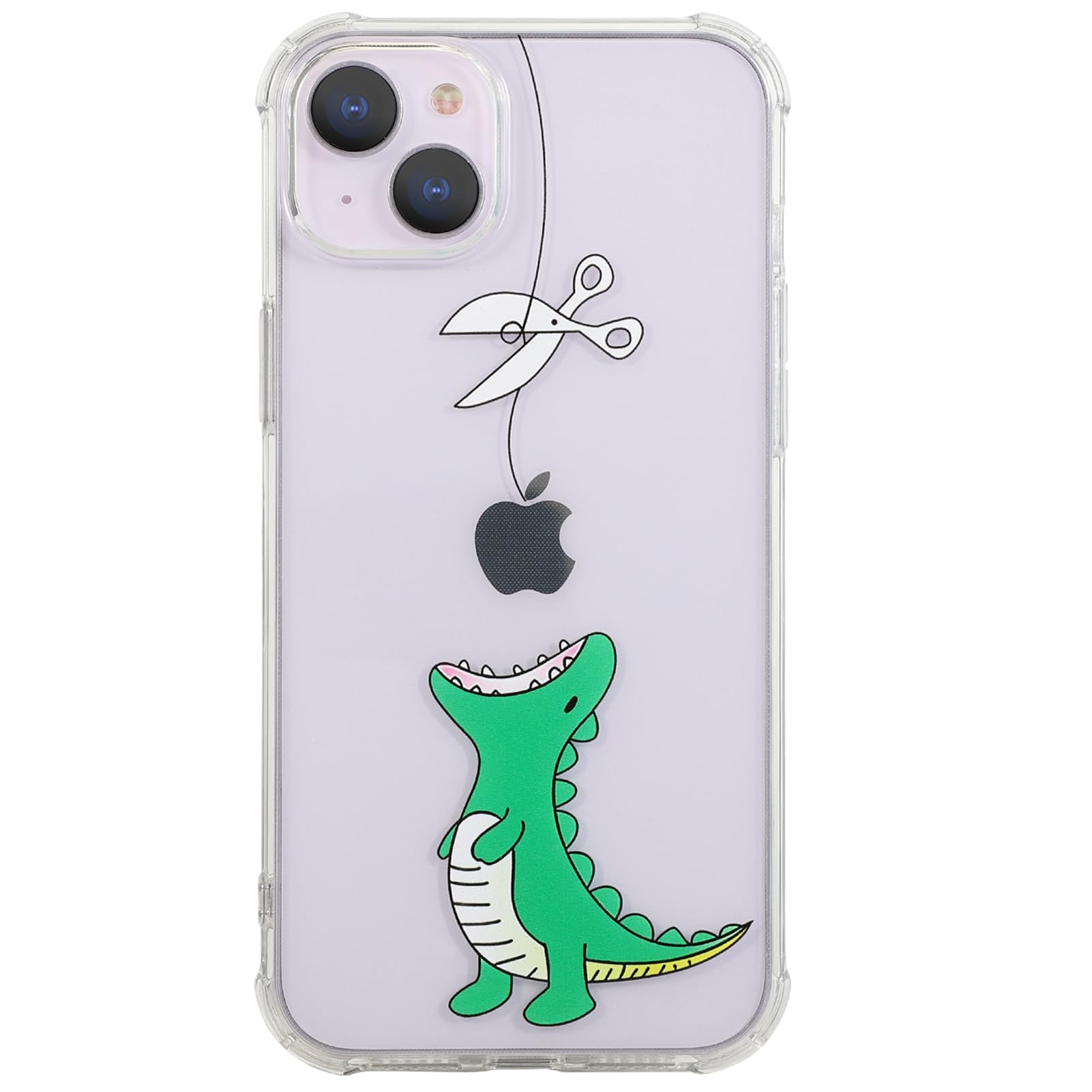CHEORFAY iPhone 14 Plus Case, Clear Transparent Flexible Soft Silicone TPU Bumper Buffer Shockproof Protective Cover with Cute Funny Pattern Design for iPhone 14 Plus - Dinosaur — image 1