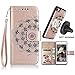 CASEOWL iPhone 7/iPhone 8/SE 2nd (2020) Case Wallet with Detachable Slim Case Fit Magnetic Car Mount,Card Solts Holder,Embossed Mandala Pattern Flower Floral Vegan Leather Flip Wallet Case[Rose Gold]