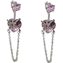 Amazon.com: Pink Heart Earrings,Crystal Heart Y2K Earrings for ...