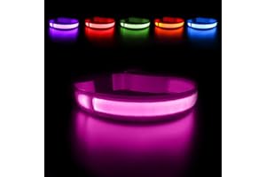 MASBRILL Light Up Collar, Glow LED Rechargeable Flashing Night Walking Collar - Waterproof, 4 Colors, 3 Sizes for Small to Large Dogs