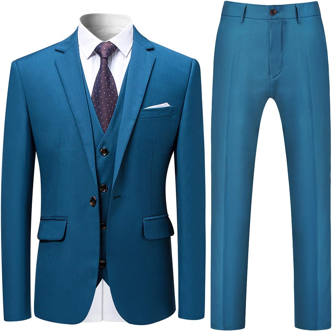 Mens Suits 3 Piece Slim Fit Wedding Tuxedo Suit for Men One Button Formal Suit Blazer Jackets Waistcoat Trousers