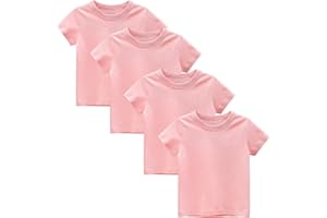 Winzik Girls Boys Short Sleeve Shirts Toddler Black T Shirts 4 Pack Crewneck Tee T-Shirt Basic Tops Clothes 2-7T