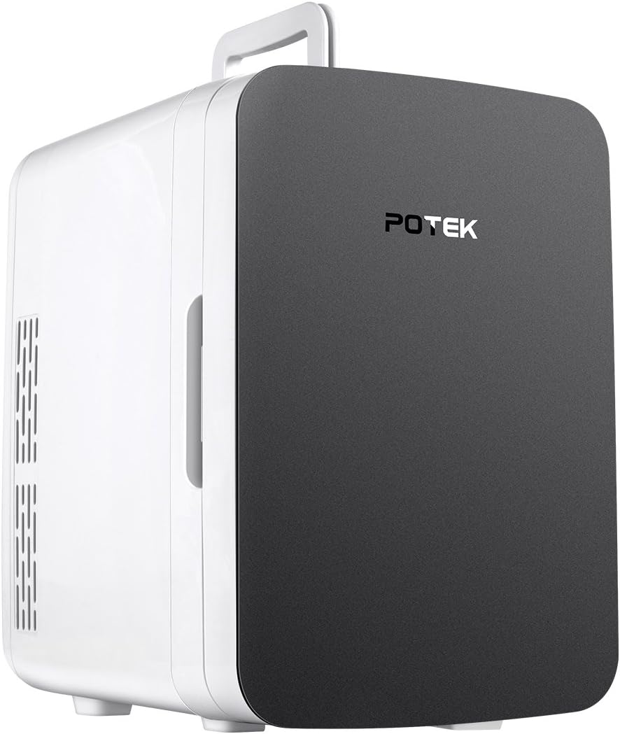 Potek Mini Fridge Cooler and Warmer (10 Liter / 11 Can): AC/DC Portable Thermoelectric System