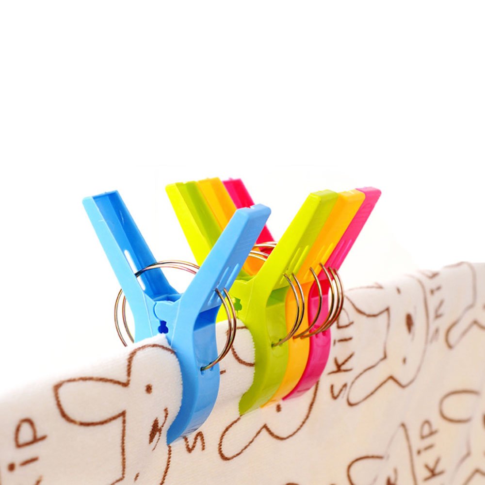 Strandtuch Clips, July Miracle 12pcs große winddichte Kunststoff Badezimmer Handtuch Clips, Quilt Clamps Wäscheklammern für Pool Stühle, Wäsche, Liegen und Sonnenliegen