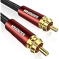 SOUNDFAM RCA LFE Subwoofer Cable (3 Feet) Dual Shielded with 24K Gold Plated Premium RCA to RCA Crown Header Connectors - Wine Red Series