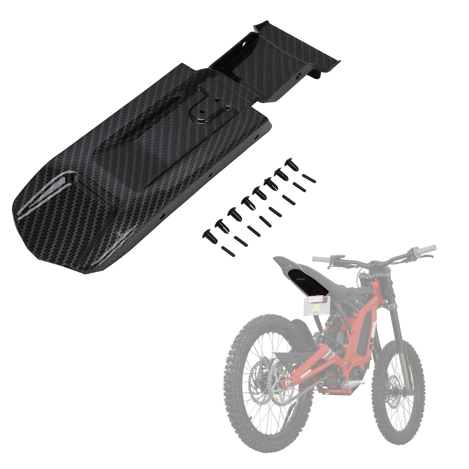 Photo 1 of JFG RACING Surron Rear Mudguard Inner Plate Carbon Fiber Pattern Sur Ron Rear Mud Guard Fender for Sur-Ron Light Bee X/S Electric Dirt Bike