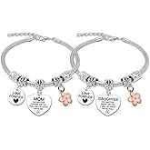 2pcs Mother Daughter Bracelet Set 2pcs Stainless Steel Bracelets Mothers Day Gifts for Mom and Daughter Mom Bracelet Gift for Women Christmas Birthday Gift for Mommy Women Birthday Gifts Bracelets