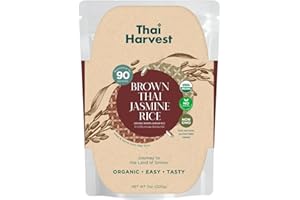 THAI HARVEST 100% USDA Organic Brown Jasmine Rice 7 Ounce (Pack of 8) Microwaveable 90 Seconds Ready to Eat Instant Jasmine Rice for Quick Dinner Meals Zero Preservatives Gluten Free