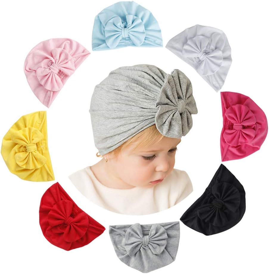 Baby Girl Hat with Bow Newborn Infant Toddlers Beanies Caps Hats Baby Kids Knotted Turbans Headband Cap