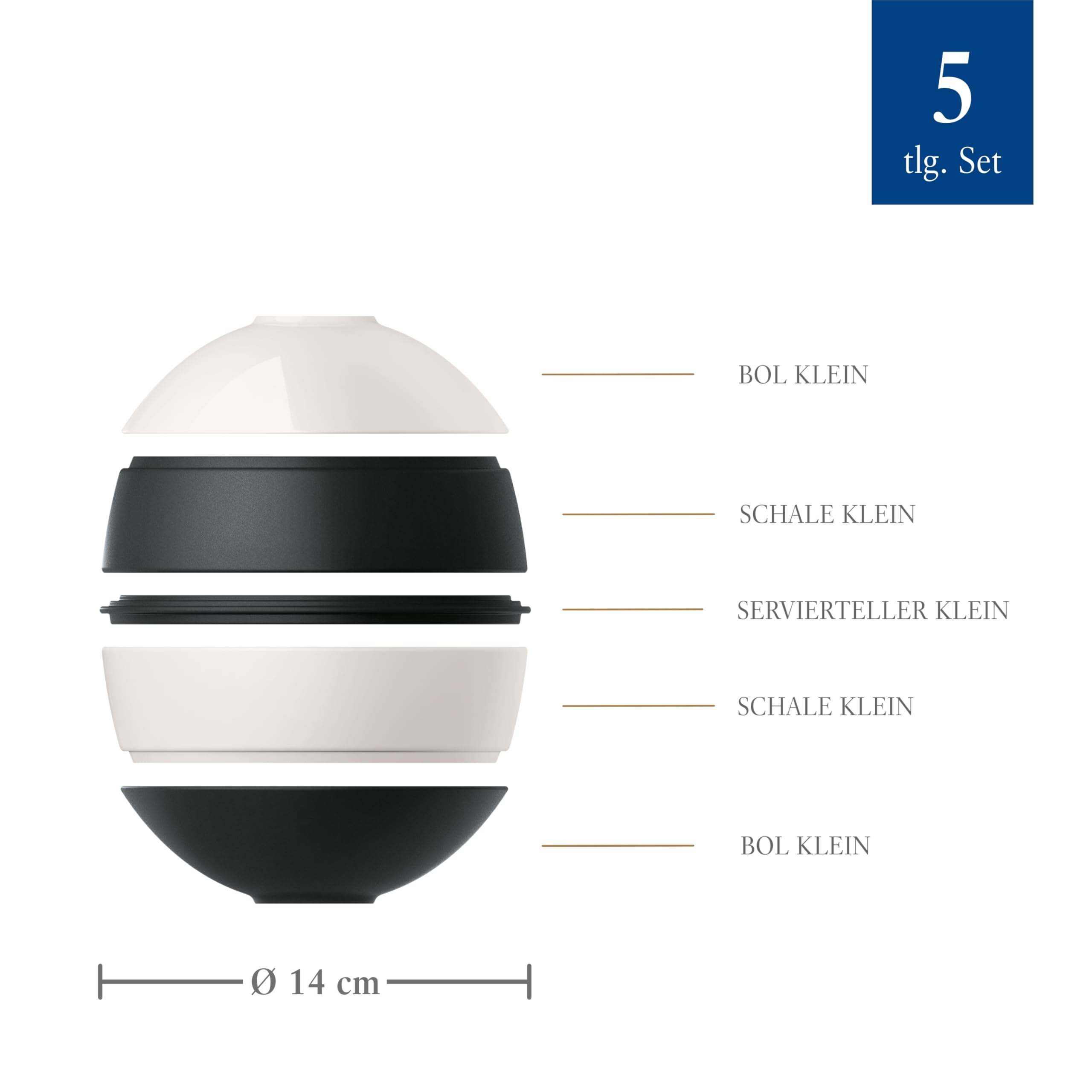 Villeroy & Boch – La Petite Boule Black and White Snacking-Set 5 teilig Schwarz und Weiß, Spülmaschinenfest, Mikrowellensicher, Geschirrset Modern, Außergewöhnliches Geschirr, Deko, Premium Porzellan 3