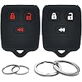 2Pcs Silicone 3 Buttons Key Fob Cover Remote Case Keyless Protector Compatible with Ford E150 E250 E350 F150 F250 F350 Edge Escape Expedition Explorer Focus Fusion Lincoln MKX MKZ Mercury (Black)