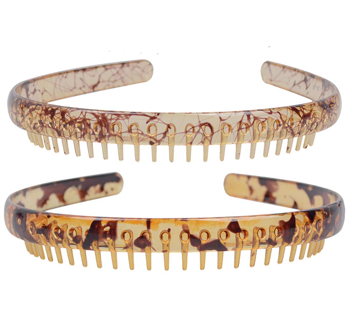 Fodattm Set of 2 Plastic Headband with Teeth Hair Comb Hair Accessories Women Hair Hoop (Color 3)