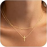GRCLD Cross Necklace for Women Dainty 14K Real Silver Gold Plated Layered Cross Pendant Necklace Stack Simple Trendy Cute Charm Choker Necklaces Jewelry Gift for Women Teen Her