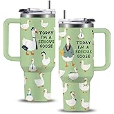 WWHSAI Today I'm A Serious Goose Tumbler Goose Gifts For Gooses Lovers Women Men Funny Animal Duck Coffee Travel Mug with Handle Insulated for Hot and Cold Drink Ice 40oz