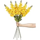 IPOPU 33.46 in Yellow Delphinium Artificial Flowers 6 PCS Snapdragon Flowers Hyacinth Antirrhinum Artificial Flowers Silk Long Stem Flowers for Wedding Home Decor(Yellow)