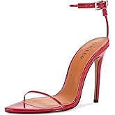 ZOGEER Women's Stiletto High Heeled Sandals 4.7 inch Sexy Strappy Open Toe Black Red Heels Wedding Party Evening Prom Dance Dressy Shoes