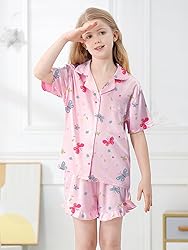 Umeyda Girls Satin Silky Collar V Neck Ruffle Short