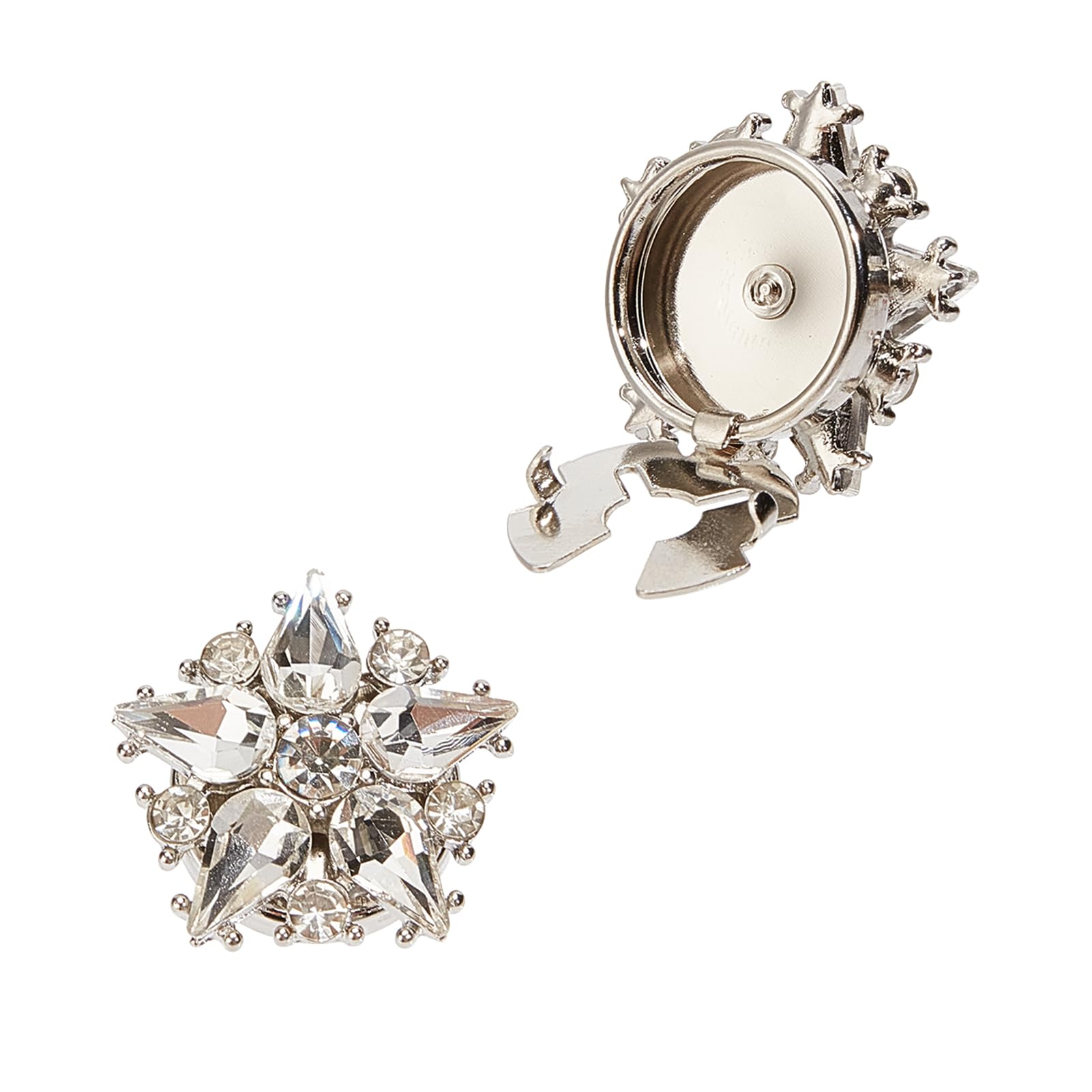 NICENEEDED 2 Pcs Crystal Rhinestone Buttons Cover, Flower Sleeve Button Cover No Sew Instant Button Embellishments, Decarative Button Covers for Dress Suit Tux Shirt Tuxedo Accessories