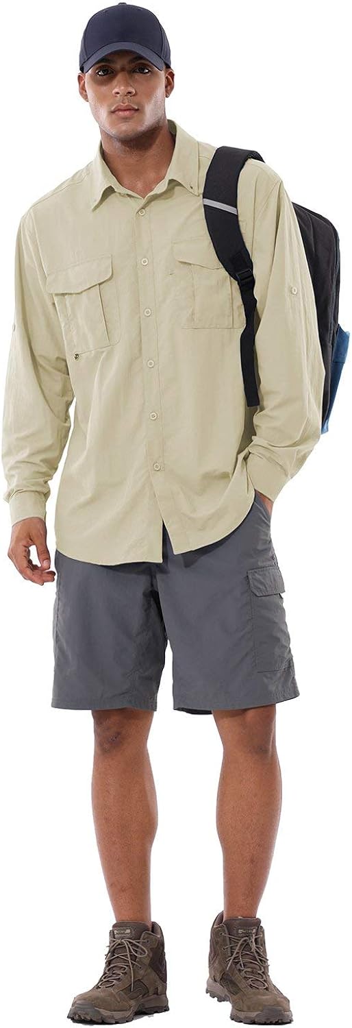BALEAF Men's UPF 50+ Hiking Shirt Long Sleeve Shirt Outdoor Lightweight Quick Dry Fishing Shirts: Clothing