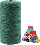 jijAcraft 3MM Dark Green Cotton String 100M Macrame Cord Craft Twine