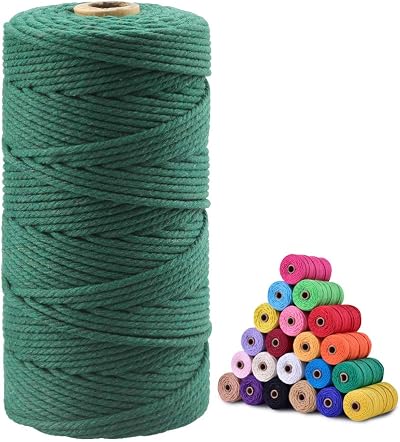 jijAcraft 3MM Dark Green Cotton String 100M Macrame Cord Craft Twine