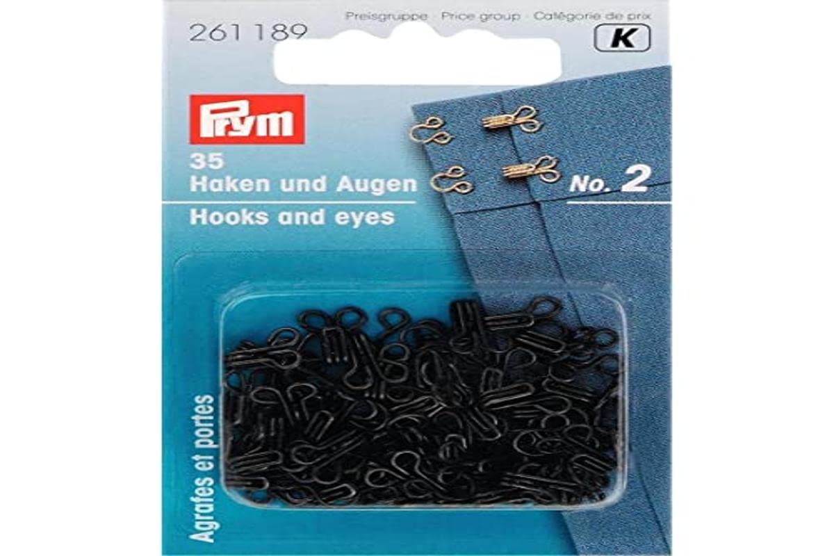 Prym - Steel No.2 Black Hooks and Eyes - 1 Unit
