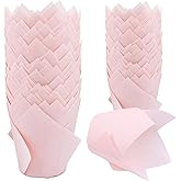 150 Pieces Tulip Cupcake Muffin Liners Paper Baking Cups Greaseproof Cupcake Wrappers for Birthday Wedding Party Baby Showers Catering Restaurants(Pink)