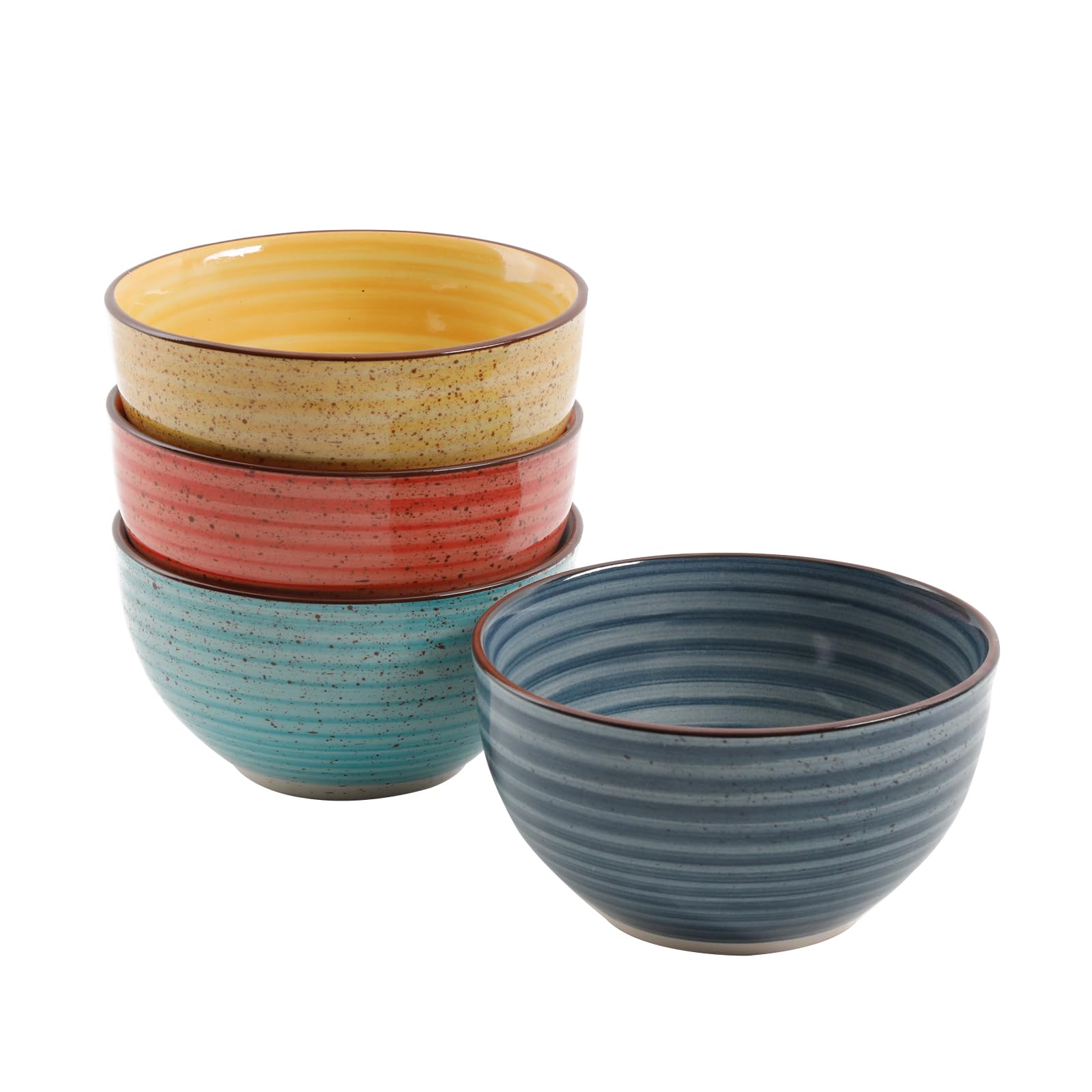 Gibson Home Color Speckle Multi Color Ceramic Bowl Sets Red, Yellow, Blue, Turquoise (Salad Bowl Set (4pc))