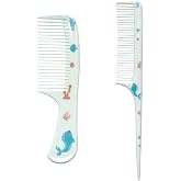 Small Cute baby Hair Comb,2 Piece Mini Hair Comb Set Toddler Combs Set for Girls Boys Kids Fine Tooth Rat Tail Comb Portable Plastic Hairdressing Combs Gift For Wet And Dry Hair (Blue Whale)