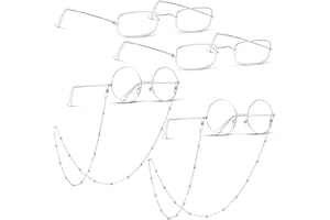 Fiada 6 PCS Old Man Glasses Costume Set 2 Round Eyeglasses 2 Square Glasses 2 Beaded Chain for Christmas Cosplay