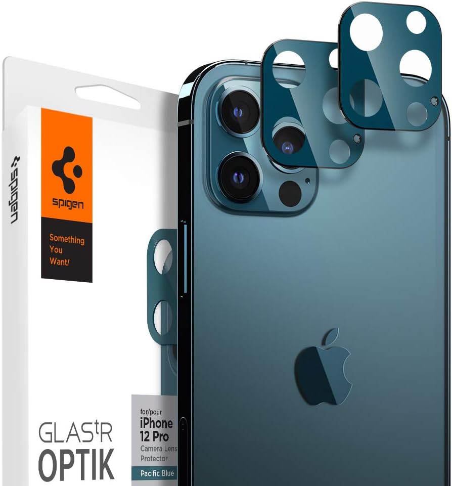 Amazon Com Spigen Camera Lens Screen Protector Glas Tr Optik Designed For Iphone 12 Pro Pacific Blue 2 Pack