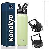 Konokyo 22oz Stainless Steel Bottles with 3 Lids