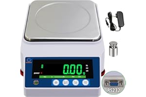 RUISHAN Lab Precision Analytical Balance 2000 x 0.01g | 4.4x0.00002 lb | Electronic Weighing Scale Scientific Scale Centigram Scale, Calibrated Scale | 01 Gram Scale for Chemistry, Labs, Jewelry
