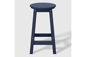 WestinTrends 24" HDPE Outdoor Patio Round Counter Height Bar Stool, Navy Blue